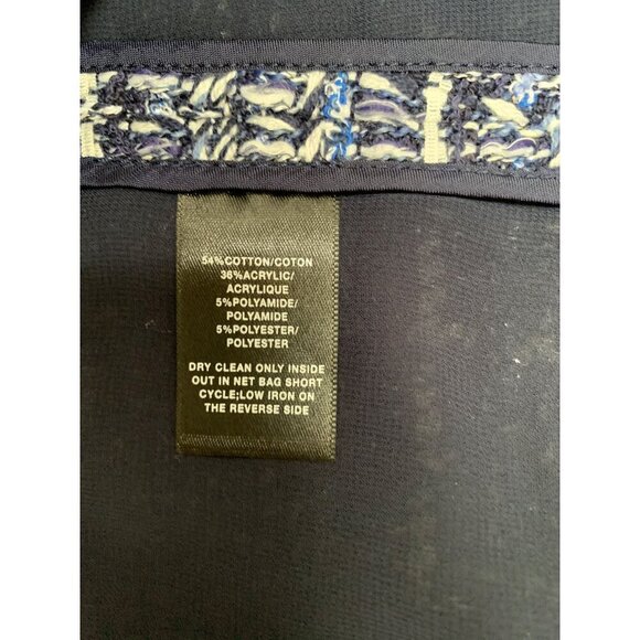 Lafayette 148 New York Womens Tweed Jacket Size 10 Blue/White Zipper Front - Picture 6 of 6